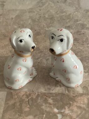 White Ceramic Dog Salt and Pepper Shakers